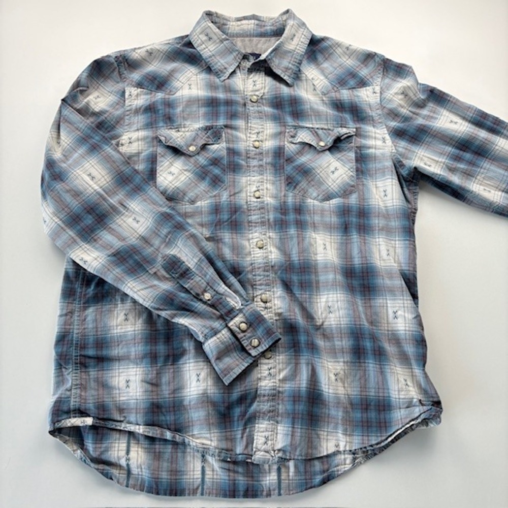 American Eagle Outfitters Mens Plaid Snap Button‎ Western Shirt Size M